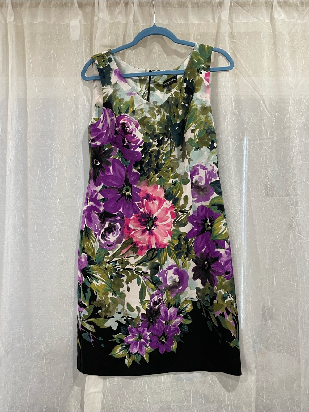 connected apparel Floral Sleeveless Midi Dress in Purple, Pink, and Green